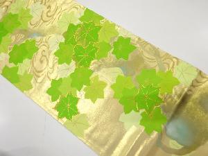 アンティーク　作家物　金彩　竜田川模様刺繍袋帯（材料）